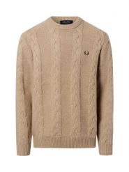 Fred Perry Męski wełniany sweter Mężczyźni brązowy jednolity, M. Brązowe swetry przez głowę męskie Fred Perry, m, bez wzorów, z dzianiny, bez kołnierzyka. Za 1,099.95 zł.