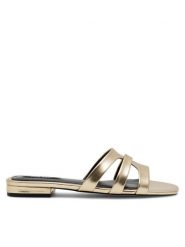 Nine West Klapki 123AL1207-1 Złoty. Żółte klapki damskie Nine West, bez wzorów, z syntetyku, bez obcasa. Za 179.99 zł.