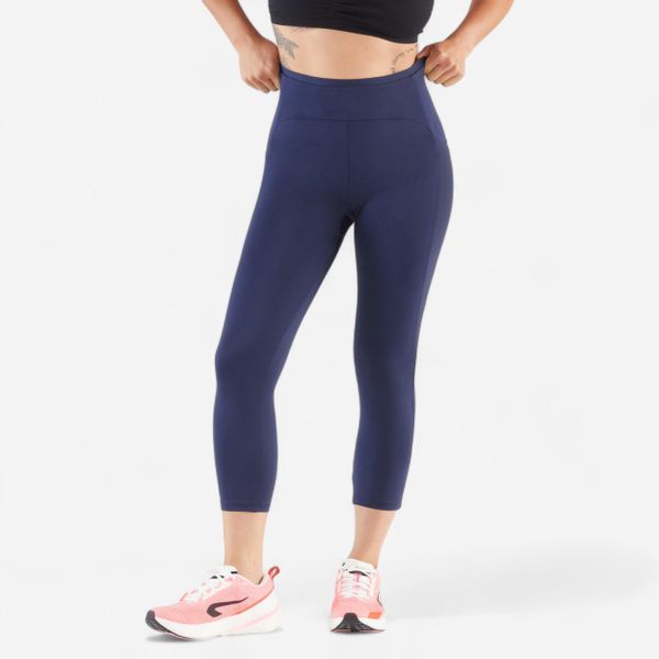 Legginsy do biegania krótkie damskie Kiprun Run 500 Comfort. Niebieskie legginsy damskie KIPRUN, xl, bez wzorów, z elastanu. W wyprzedaży za 69.99 zł.