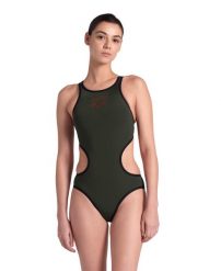 Strój Kąpielowy damski Arena One Biglogo One Piece. Zielone kostiumy jednoczęściowe damskie Arena, z aplikacjami, z materiału, eleganckie, do pływania. Za 181.98 zł.