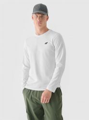 4F Longsleeve regular gładki męski - biały M. Białe koszulki sportowe męskie 4f, m, bez wzorów, z bawełny, sportowe, bez kołnierzyka. W wyprzedaży za 49.99 zł.