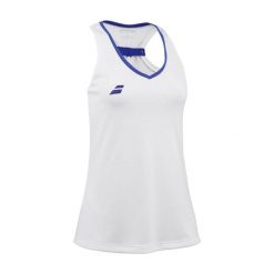 Koszulka damska Babolat Play. Białe koszulki sportowe damskie BABOLAT, bez wzorów, sportowe, bez kołnierzyka. Za 109.99 zł.