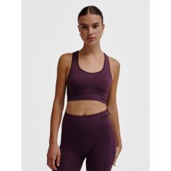 Bezszwowy biustonosz dla kobiet Hummel Tif. Brązowe biustonosze Hummel, bez wzorów, na fitness i siłownię. Za 128.00 zł.