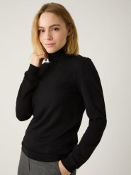 More & More sweter z golfem Kobiety Sztuczne włókno czarny, 46. Czarne swetry damskie More & More, bez wzorów, z dzianiny, bez kołnierzyka, bez ramiączek, bez kaptura. Za 139.95 zł.