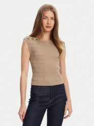 Guess Bluzka W5YR12 Z0130 Brązowy Regular Fit. Brązowe bluzki damskie Guess, xxl, z aplikacjami, z syntetyku, bez kołnierzyka, bez ramiączek. Za 279.99 zł.