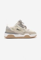 Beżowe Buty Sportowe Sneakersy z Szerokimi Sznurówkami i Ozdobnymi Wstawkami Zoisite. Brązowe buty sportowe męskie Born2be, bez zapięcia. Za 109.99 zł.