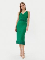 Simona Corsellini Sukienka koktajlowa P25CPAB02001 Zielony Slim Fit. Zielone sukienki damskie SIMONA CORSELLINI, bez wzorów, z wiskozy, wizytowe, bez kołnierzyka, bez ramiączek. Za 809.99 zł.