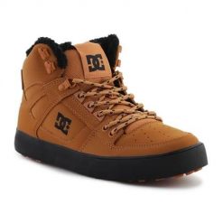 Buty do chodzenia męskie DC Pure High-top. Brązowe trampki męskie DC Shoes, bez wzorów, z materiału, bez zapięcia. Za 447.55 zł.