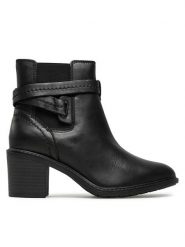 Clarks Botki Scene Star 261674624 Czarny. Czarne botki damskie Clarks, ze skóry, retro, bez obcasa, na słupku, bez zapięcia. Za 439.99 zł.