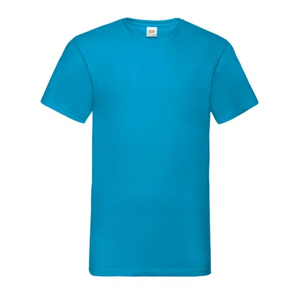 Męska Koszulka Z Dekoltem Valueweight. Niebieskie koszulki sportowe męskie Fruit of the Loom, m, bez wzorów, bez kołnierzyka, bez ramiączek, trekkingowe. Za 33.99 zł.