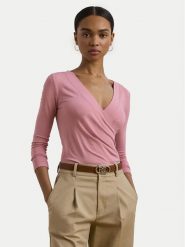 LAUREN RALPH LAUREN Bluzka 200824366027 Różowy Slim Fit. Czerwone bluzki damskie Lauren Ralph Lauren, xl, bez wzorów, z wiskozy, bez kołnierzyka, bez ramiączek. Za 269.99 zł.