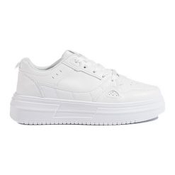 Białe damskie buty sportowe sneakersy. Białe obuwie sportowe damskie bez wzorów. Za 110.92 zł.