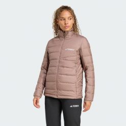 Kurtka Terrex Multi Light Down CLIMAWARM. Brązowe kurtki sportowe damskie Adidas, s, bez wzorów, z puchu, bez kaptura, trekkingowe, climawarm (adidas). Za 599.00 zł.