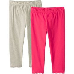 Legginsy rybaczki z koronkowym dołem nogawek (2 pary) bonprix naturalny melanż - różowy hibiskus. Legginsy dla dziewczynek marki bonprix. Za 45.98 zł.
