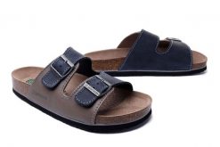 DR. BRINKMANN 600308-8 taupe/ozean, klapki profilaktyczne męskie. Brązowe klapki męskie Dr. Brinkmann, ze skóry. Za 264.90 zł.