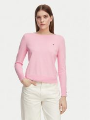 Tommy Hilfiger Sweter WW0WW40099 Różowy jasny Regular Fit. Czerwone swetry damskie Tommy Hilfiger, xs, bez wzorów, z syntetyku, bez kołnierzyka, bez ramiączek, bez kaptura. Za 409.99 zł.