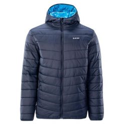 Męska Ocieplana Kurtka Lovara. Niebieskie kurtki sportowe męskie Hi-tec, l, bez wzorów, z puchu, trekkingowe. Za 236.99 zł.