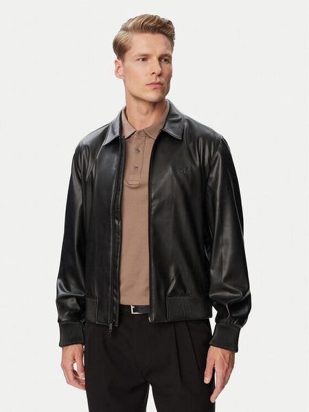 Calvin Klein Kurtka z imitacji skóry LV04RG406G Czarny Regular Fit. Czarne kurtki męskie Calvin Klein, m, bez wzorów, ze skóry, bez kaptura. Za 799.99 zł.