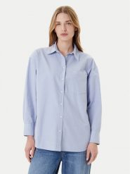 Guess Jeans Koszula W4YH22 WGCF1 Niebieski Relaxed Fit. Niebieskie bluzki damskie Guess Jeans, xl, z aplikacjami, z bawełny, bez kołnierzyka, bez ramiączek. Za 199.99 zł.