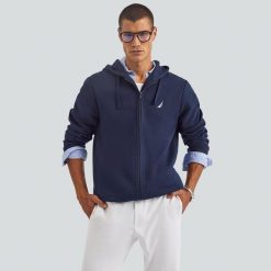 Bluza Męska Nautica Makani FZ. Niebieskie bluzy męskie Nautica, m, bez wzorów, z materiału, bez kaptura. Za 429.00 zł.
