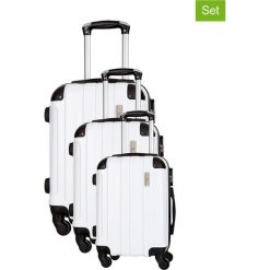 Zestaw walizek w kolorze białym - 3 szt. Walizki męskie marki Platinium, z materiału. W wyprzedaży za 539.95 zł.