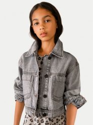 Mayoral Kurtka jeansowa 6406 Szary Regular Fit. Szare kurtki i płaszcze dla dziewczynek Mayoral, bez wzorów, z bawełny, bez kaptura. Za 189.99 zł.