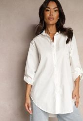 Biała Bawełniana Długa Koszula z Regulacją przy Rękawach Dorivelle. Białe bluzki damskie Renee, xl, bez wzorów, z bawełny, eleganckie, bez kołnierzyka, bez ramiączek. Za 69.99 zł.