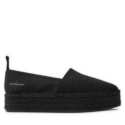 Espadryle Calvin Klein Jeans. Czarne espadryle damskie Calvin Klein Jeans, bez wzorów, z jeansu, bez obcasa, bez zapięcia. Za 289.99 zł.