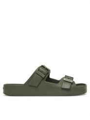Calvin Klein Klapki Ergon Eva Double Bar Sandal HM0HM02116 Zielony. Zielone klapki męskie Calvin Klein, z syntetyku. Za 249.99 zł.