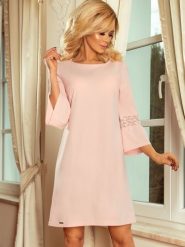 Sukienka Model Margaret 190-1 Pastel Pink - Numoco. Różowe sukienki damskie NUMOCO, l, bez wzorów, z elastanu, wizytowe, bez kołnierzyka, plus size, bez ramiączek, rozkloszowane. Za 209.40 zł.