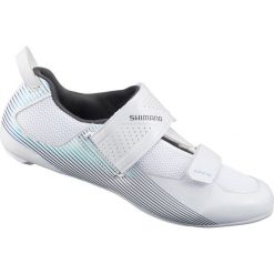 Buty do triathlonu / kolarstwa szosowego SH-TR501 Woman. Białe obuwie sportowe damskie Shimano, bez wzorów, rowerowe. Za 569.90 zł.