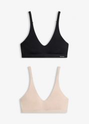 Biustonosz braletka Feel Comfort, z miękkiego modalu (2 szt.). Czarne biustonosze bonprix, bez wzorów. Za 97.99 zł.