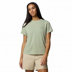 Koszulka damska Columbia Sun Trek Short Sleeve II Tee z krótkim rękawem. Zielone koszulki sportowe damskie Columbia, m, bez wzorów, bez kołnierzyka, bez ramiączek. Za 130.20 zł.