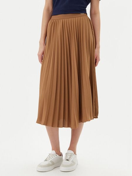 Tommy Hilfiger Spódnica plisowana WW0WW43886 Brązowy Regular Fit. Brązowe spódnice damskie Tommy Hilfiger, bez wzorów, z bawełny, plisowane. Za 319.99 zł.