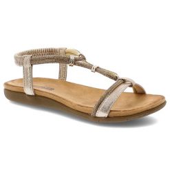 Złote Sandały Artiker Eleganckie Obuwie Damskie. Żółte sandały damskie Artiker, bez wzorów, bez obcasa, bez zapięcia. Za 139.00 zł.