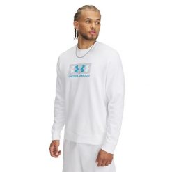 Bluza Under Armour Rival Terry Logo. Białe bluzy męskie Under Armour, xl, bez wzorów, z materiału, bez kaptura, do biegania. Za 239.25 zł.