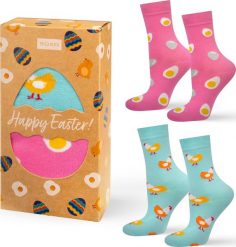 Soxo Zestaw 2x Damskie Skarpetki SOXO happy easter w opakowaniu na prezent 3540. Skarpety damskie Soxo, bez wzorów. Za 53.99 zł.