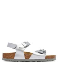 Birkenstock Sandały Rio As Flowers 1031702 D Srebrny. Szare sandały dziewczęce Birkenstock, ze skóry, bez zapięcia. Za 369.99 zł.