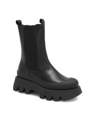 Badura Botki IDEM-01 Czarny. Czarne botki damskie Badura, ze skóry, bez obcasa, na płaskiej podeszwie, bez zapięcia. Za 359.99 zł.