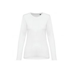 Suprima koszulka z długim rękawem z okrągłym dekoltem dla kobiet Kariban Premium. Białe t-shirty damskie KARIBAN, bez wzorów, z bawełny, bez kołnierzyka. Za 118.00 zł.