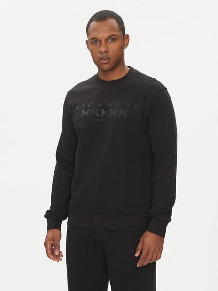 Richmond X Bluza Mateus UMP25005FE Czarny Regular Fit. Czarne bluzy męskie Richmond X, m, bez wzorów, z bawełny, bez kaptura. Za 239.99 zł.
