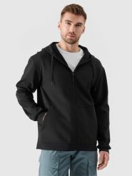 4F Bluza dresowa rozpinana z kapturem męska - czarna L. Czarne bluzy męskie 4f, l, bez wzorów, z bawełny, z kapturem. Za 99.99 zł.