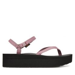 Sandały Teva. Czerwone sandały damskie Teva, bez wzorów, bez obcasa, na koturnie, bez zapięcia. Za 209.99 zł.
