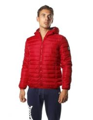 Męska kurtka z kapturem Leone 1947 Apparel. Czerwone kurtki męskie LEONE 1947 APPAREL, l, z aplikacjami, z gumy, sportowe, z kapturem. Za 147.31 zł.