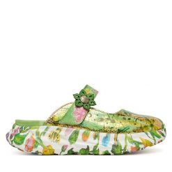 Klapki Laura Vita. Zielone klapki damskie Laura Vita, bez wzorów, bez obcasa. Za 389.99 zł.