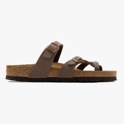 Japonki damskie Birkenstock Mayari BF (71061). Brązowe klapki damskie Birkenstock, bez wzorów, młodzieżowe, bez obcasa. Za 399.99 zł.
