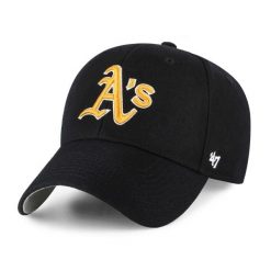 Czapka z daszkiem męska do baseballu Brand `47 Oakland Athletics Raised czarna. Czarne czapki i kapelusze męskie 47 Brand, bez wzorów, z materiału. Za 139.00 zł.
