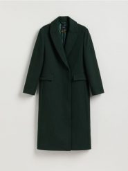 Płaszcz z wełną Bellandi - morski. Zielone płaszcze damskie Reserved, l, bez wzorów, z tkaniny, bez kaptura. Za 599.99 zł.