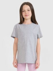 4F T-shirt regular gładki dziewczęcy - szary 152 (11-12 lat). Szare t-shirty i topy dla dziewczynek 4f, bez wzorów, z bawełny, bez ramiączek. Za 29.99 zł.