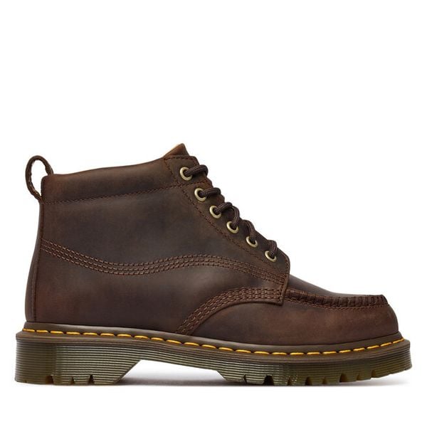 Trzewiki Dr. Martens. Brązowe botki damskie Dr. Martens, bez obcasa, na płaskiej podeszwie, bez zapięcia. Za 989.99 zł.